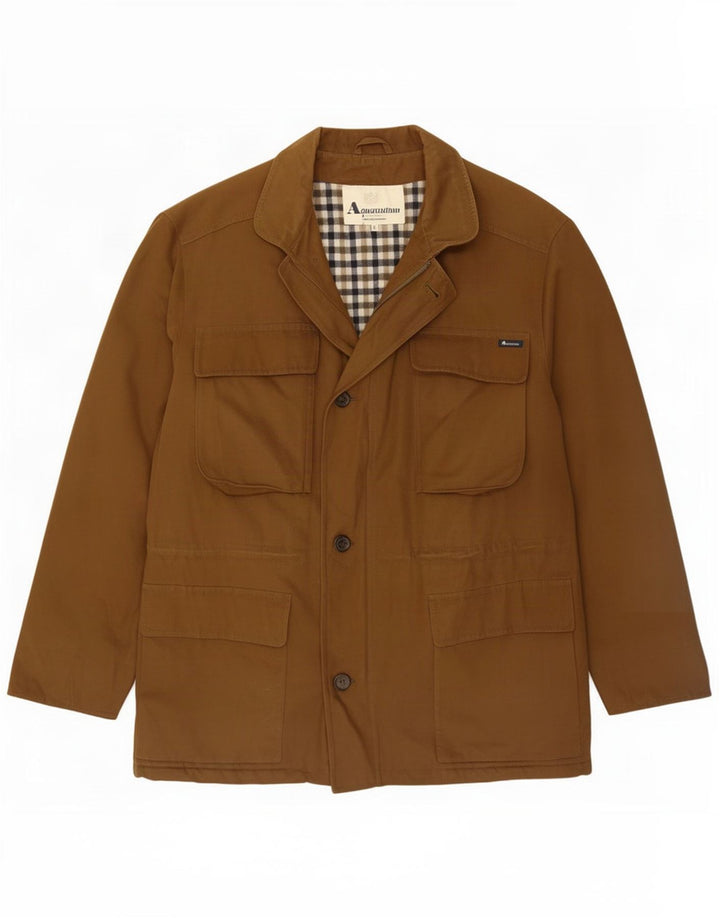 Aquascutum Mens Utility Jacket UK 38 Medium Brown Cotton