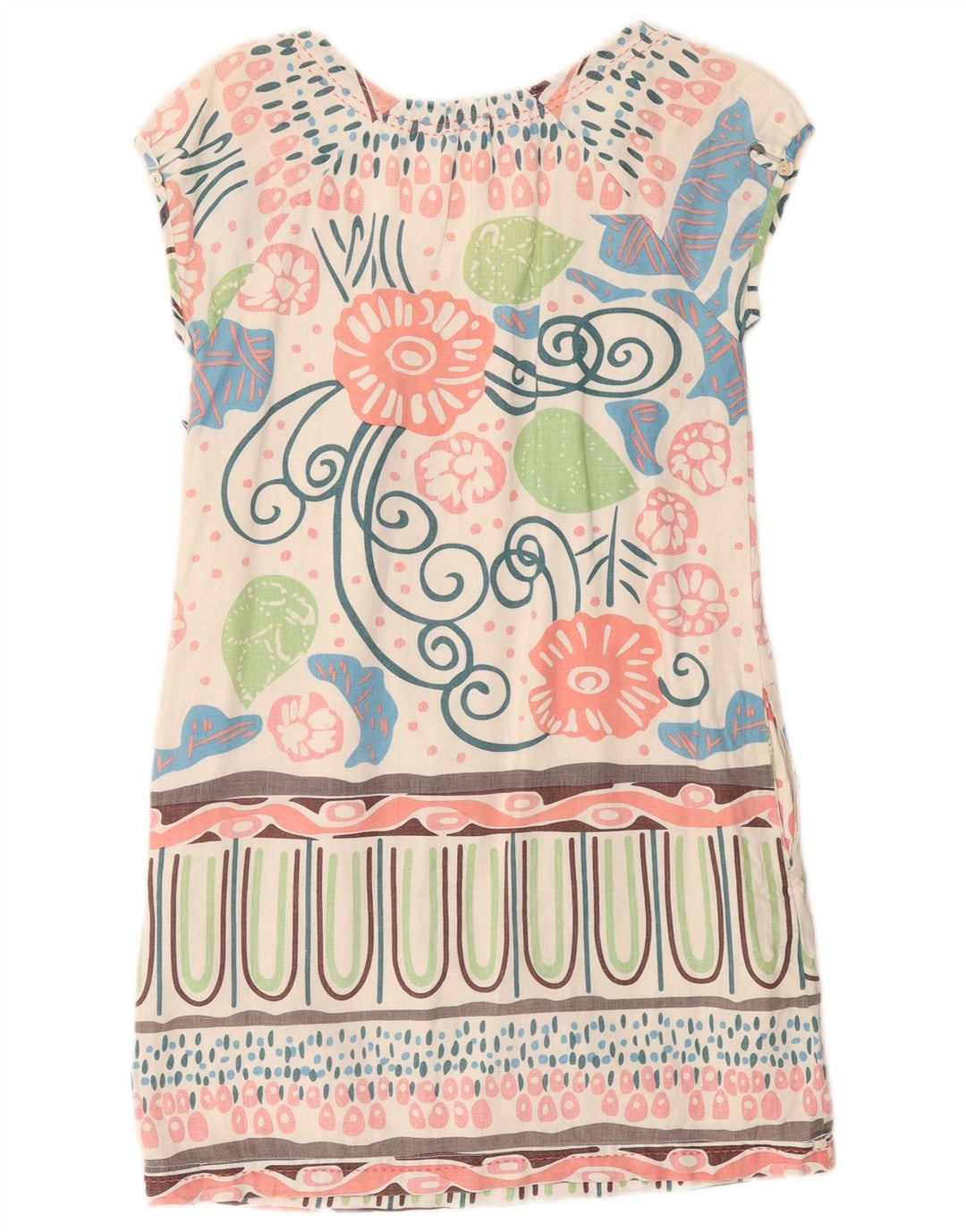 WHITE STUFF Womens Shift Dress UK 8 Small White Floral Linen