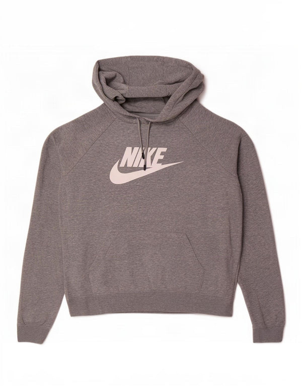 Nike Womens Graphic Hoodie Jumper UK 14 Medium Grey