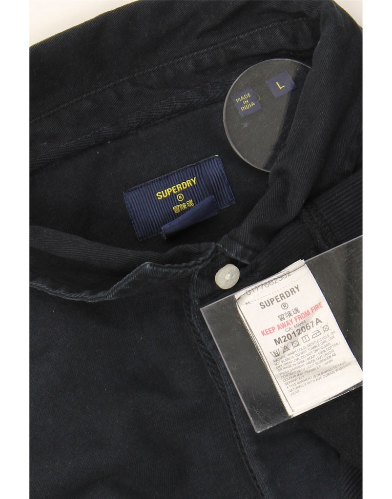 SUPERDRY Mens Long Sleeve Polo Shirt Large Navy Blue Cotton Vintage Superdry and Second-Hand Superdry from Messina Hembry 