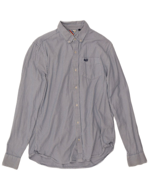 Superdry Mens Shirt Medium Blue Pinstripe