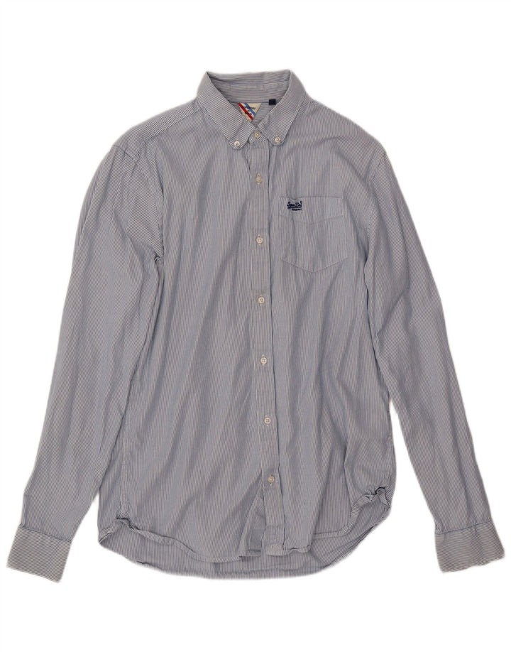 Superdry Mens Shirt Medium Blue Pinstripe