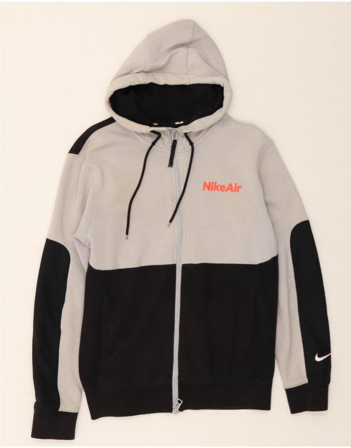 NIKE Mens Zip Hoodie Sweater Small Black Colourblock Cotton Vintage Nike and Second-Hand Nike from Messina Hembry 