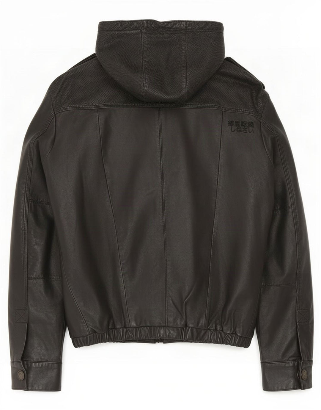 Superdry Mens Military Hooded Leather Jacket UK 38 Medium Black