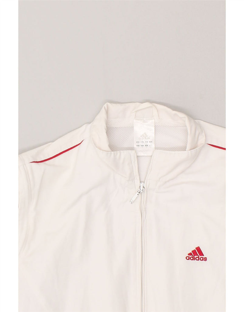 ADIDAS Womens Tracksuit Top Jacket UK 14 Large White Cotton | Vintage Adidas | Thrift | Second-Hand Adidas | Used Clothing | Messina Hembry 