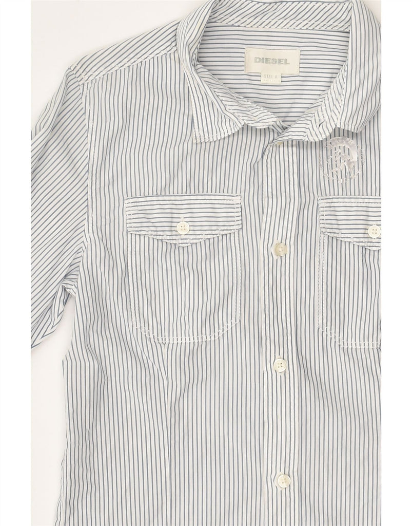 DIESEL Boys Shirt 8-9 Years Large White Pinstripe Cotton | Vintage Diesel | Thrift | Second-Hand Diesel | Used Clothing | Messina Hembry 