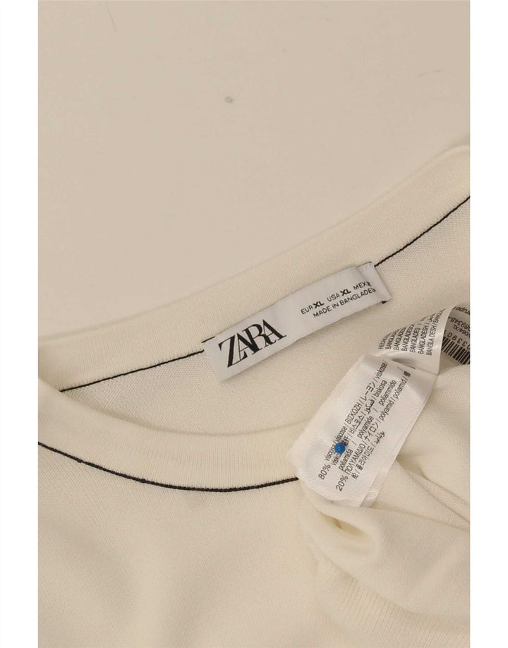 Zara Womens Pullover Blouse Top UK 18 XL White Viscose