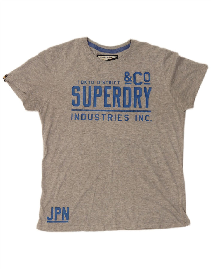 Superdry Mens Graphic T-Shirt Top XL Grey Cotton
