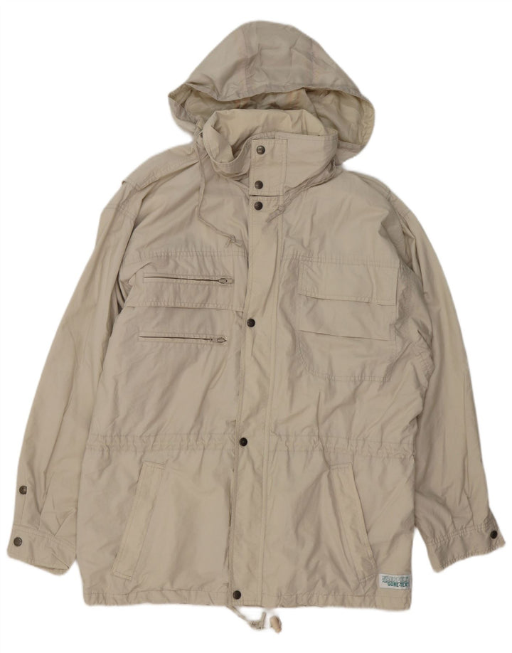 KLEPPER Mens Gore-Tex Hooded Utility Jacket UK 38 Medium Beige Cotton