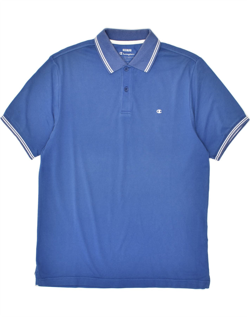 CHAMPION Mens Easy Fit Polo Shirt Large Blue Cotton | Vintage Champion | Thrift | Second-Hand Champion | Used Clothing | Messina Hembry 