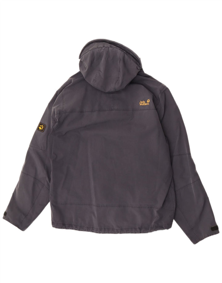 Jack Wolfskin Mens Hooded Rain Jacket UK 40/42 Large Navy Blue Polyamide
