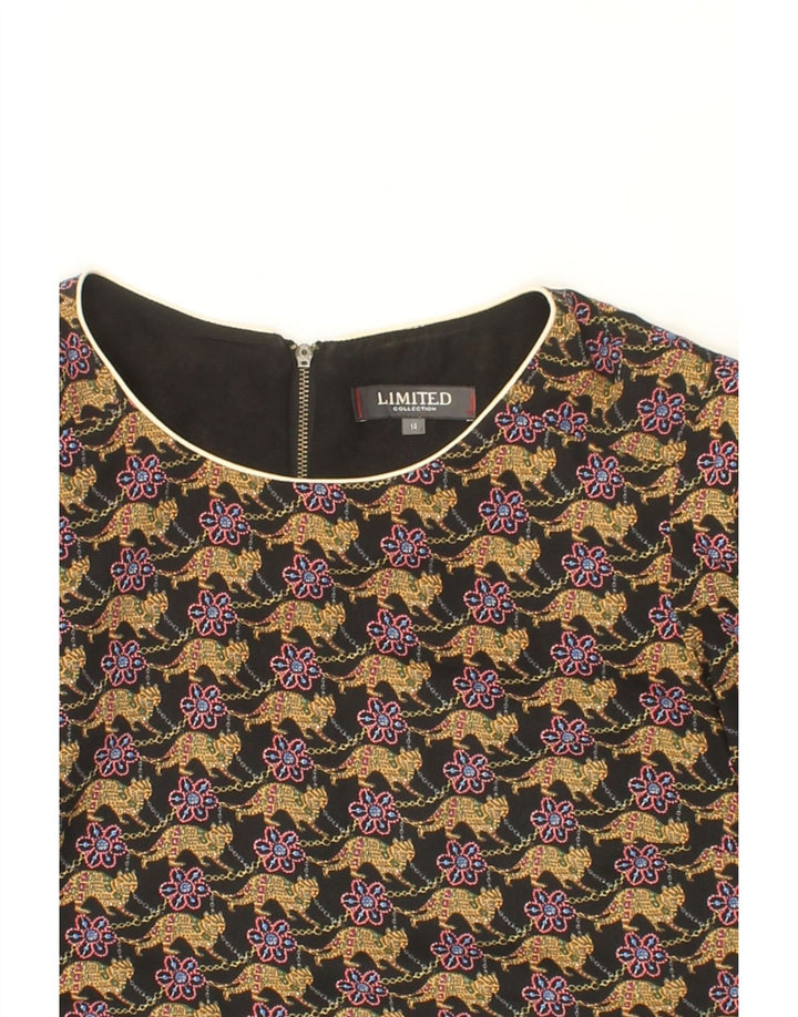 THE LIMITED Womens Sheath Dress UK 14 Medium  Black Animal Print Polyester Vintage The limited and Second-Hand The limited from Messina Hembry 