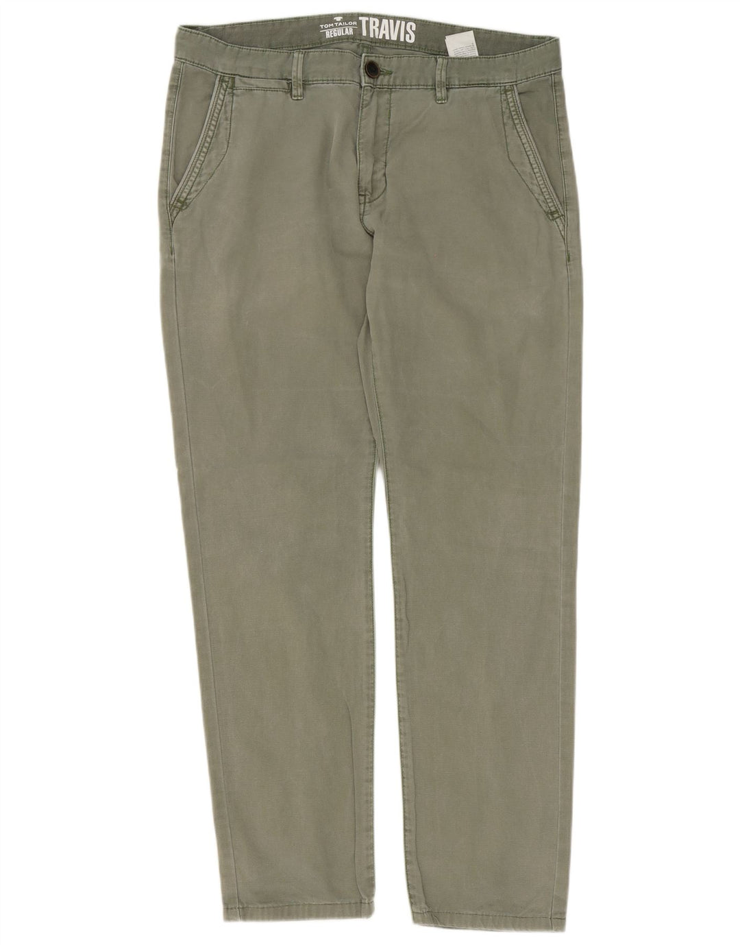 Tom Tailor Mens Regular Fit Chino Trousers W34 L32 Khaki Cotton