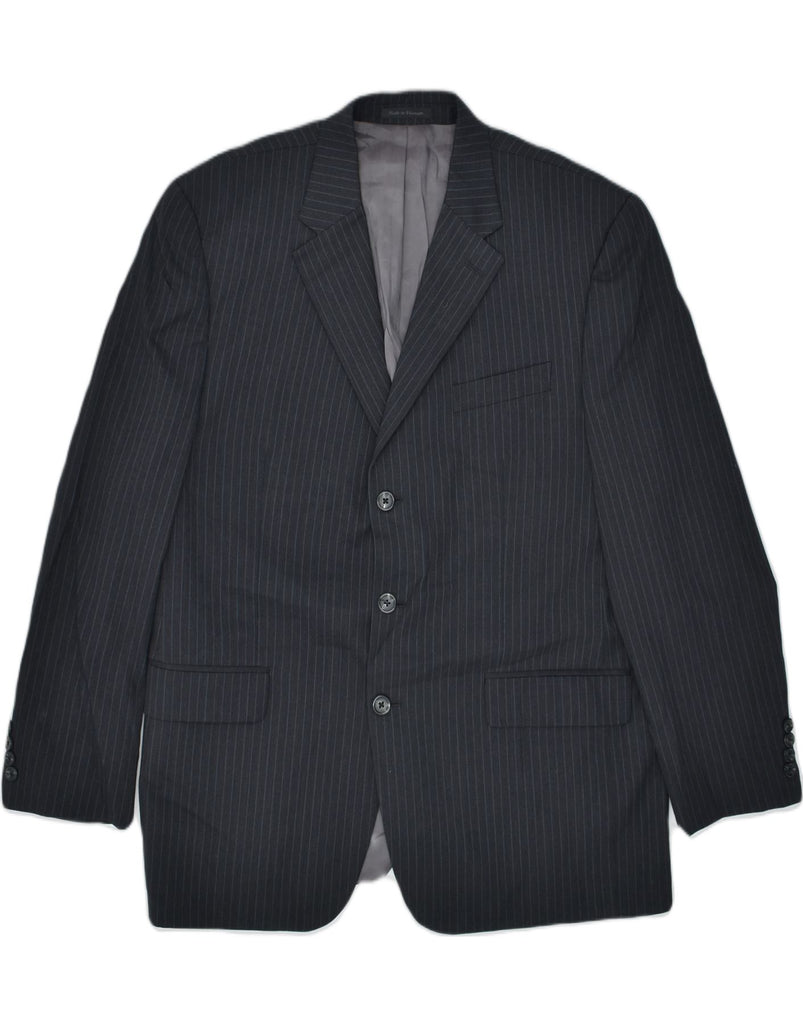 CHAPS Mens 3 Button Blazer Jacket UK 44 2XL Navy Blue Pinstripe Wool | Vintage | Thrift | Second-Hand | Used Clothing | Messina Hembry 