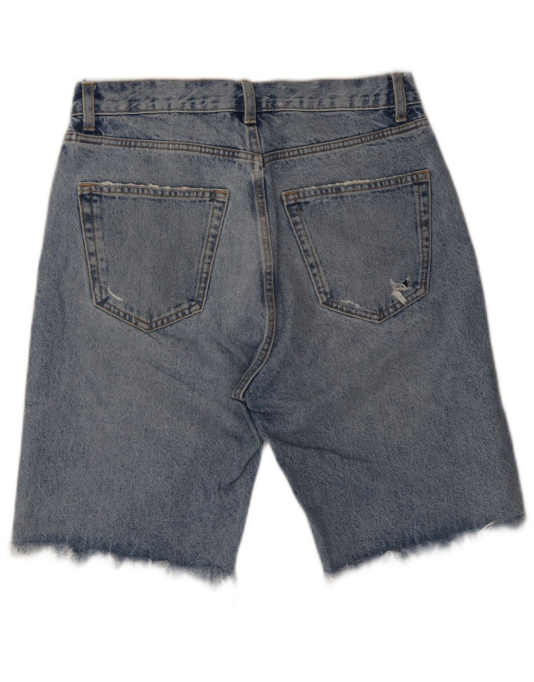 ZARA Mens Distressed Denim Shorts W31 Medium Blue Cotton