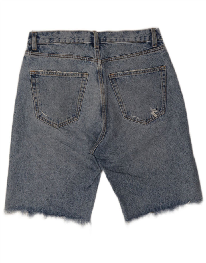 ZARA Mens Distressed Denim Shorts W31 Medium Blue Cotton