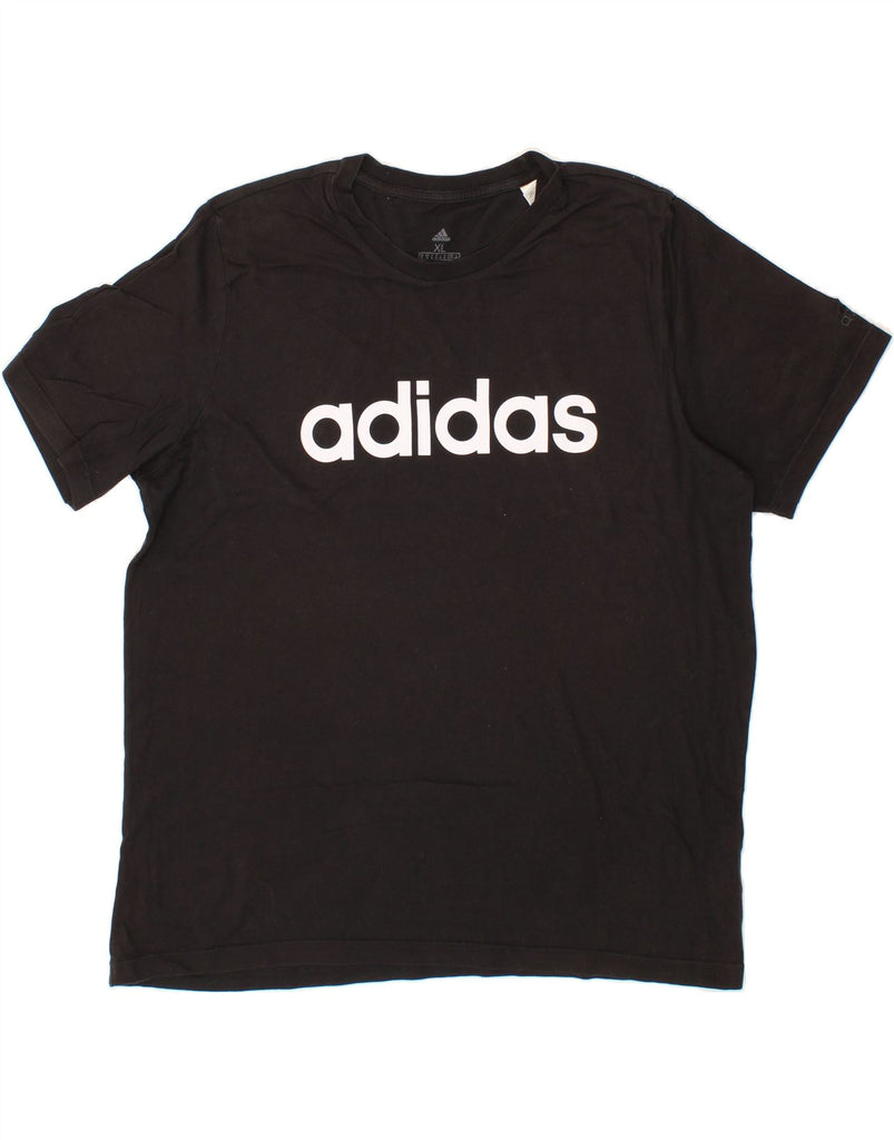 ADIDAS Mens Graphic T-Shirt Top XL Black Cotton Vintage Adidas and Second-Hand Adidas from Messina Hembry 