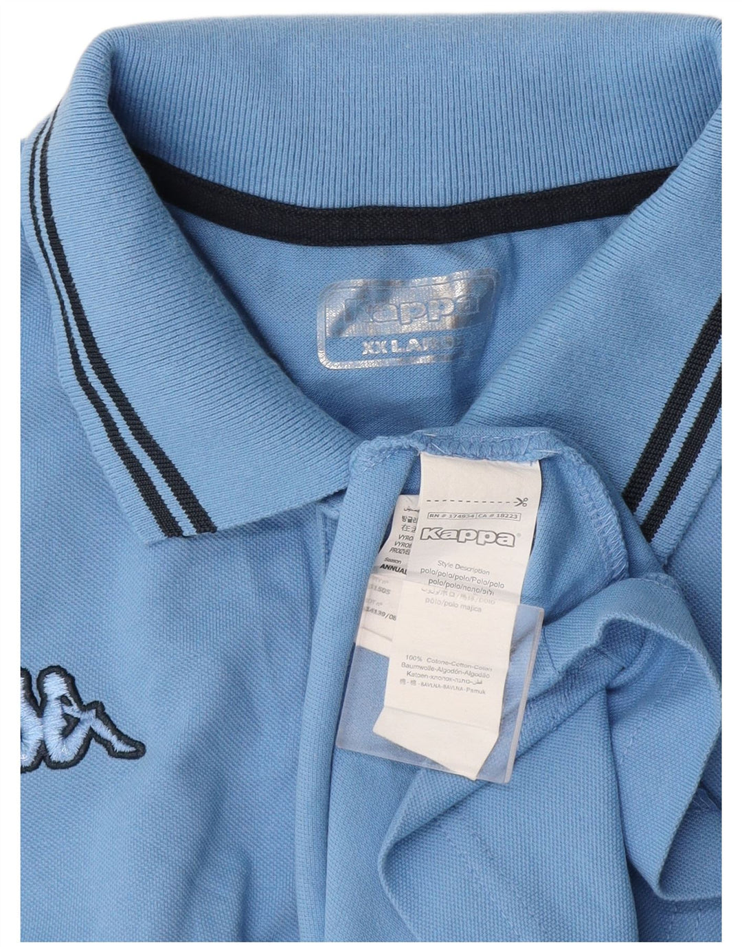 Kappa Mens Polo Shirt 2XL Blue Cotton