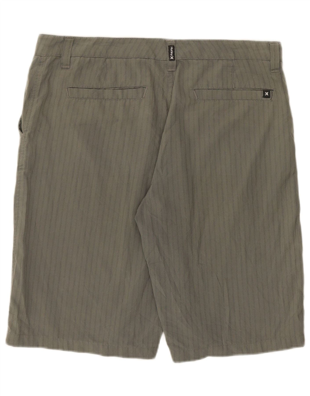Hurley Mens Chino Shorts Large W34 Grey Striped Polyester