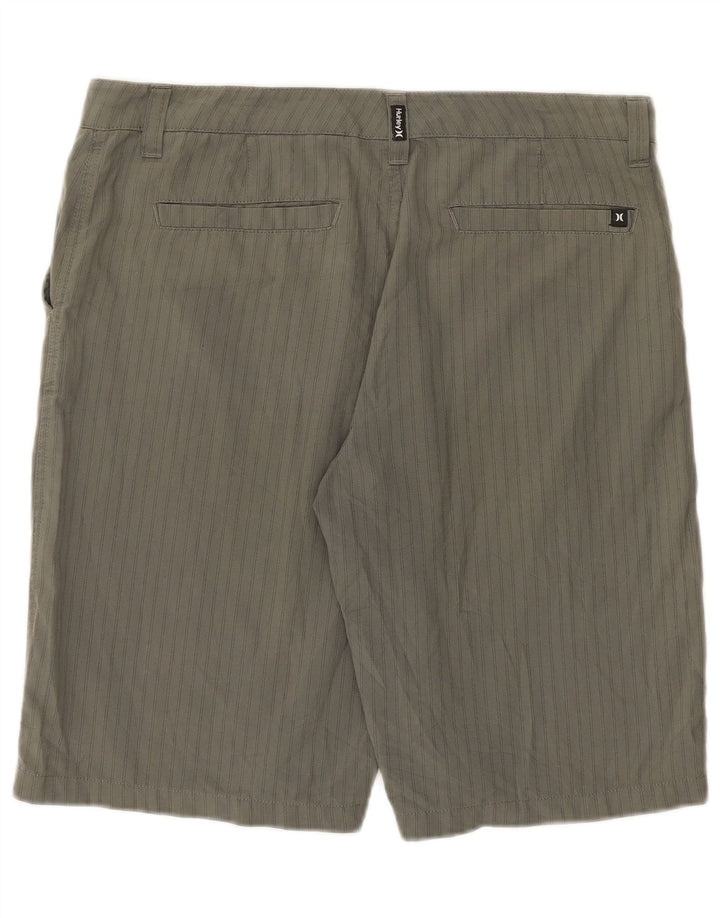 Hurley Mens Chino Shorts Large W34 Grey Striped Polyester