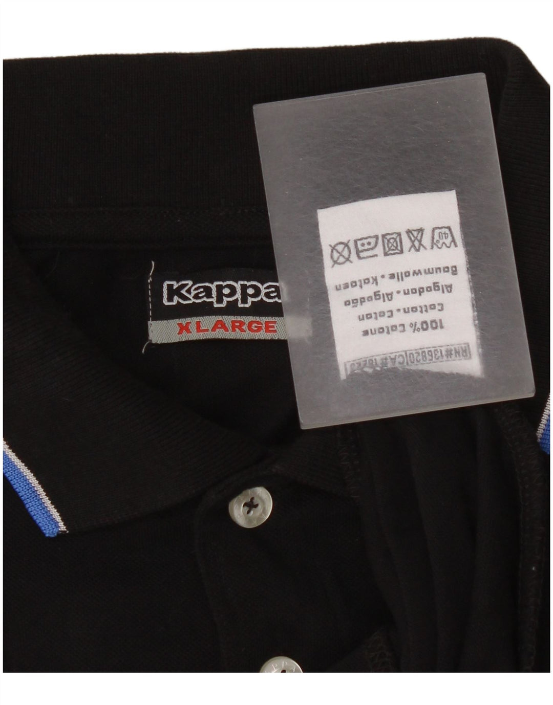 Kappa Mens Polo Shirt XL Black Cotton