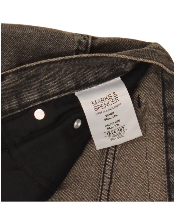 Marks & Spencer Mens Blue Harbour Straight Jeans W34 L26 Grey Cotton
