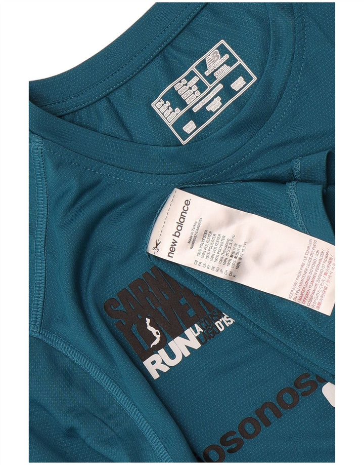 New Balance Mens Graphic T-Shirt Top Small Blue Polyester