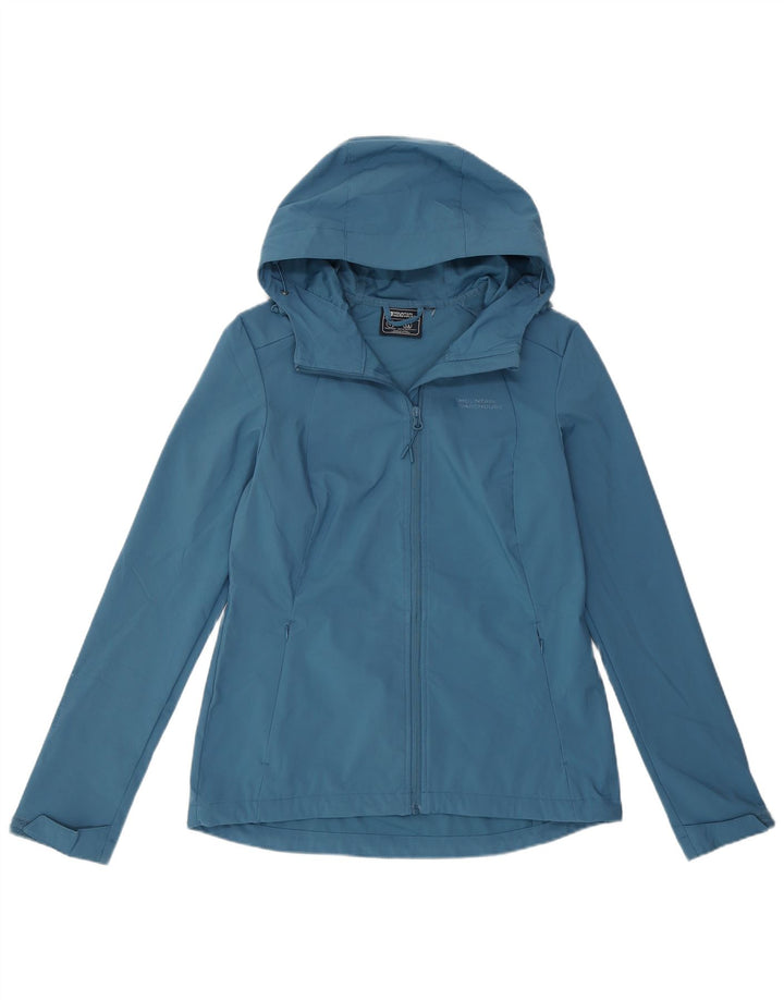 MOUNTAIN WAREHOUSE Womens Hooded Rain Jacket UK 6 XS Blue Polyester