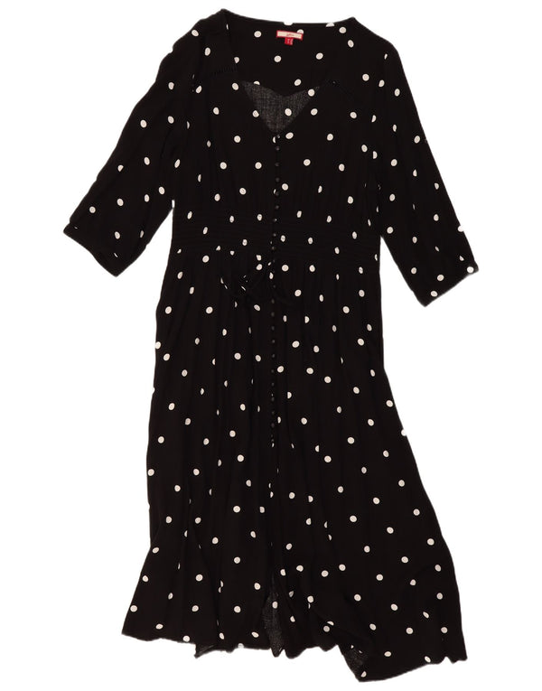 Joe Browns Womens 3/4 Sleeve Shirt Dress UK 16 Large Black Polka Dot