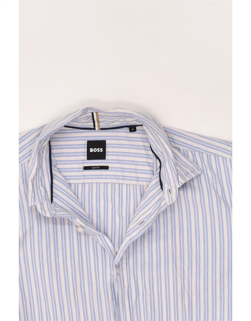 HUGO BOSS Mens Slim Fit Shirt Medium Blue Striped Cotton Vintage Hugo Boss and Second-Hand Hugo Boss from Messina Hembry 