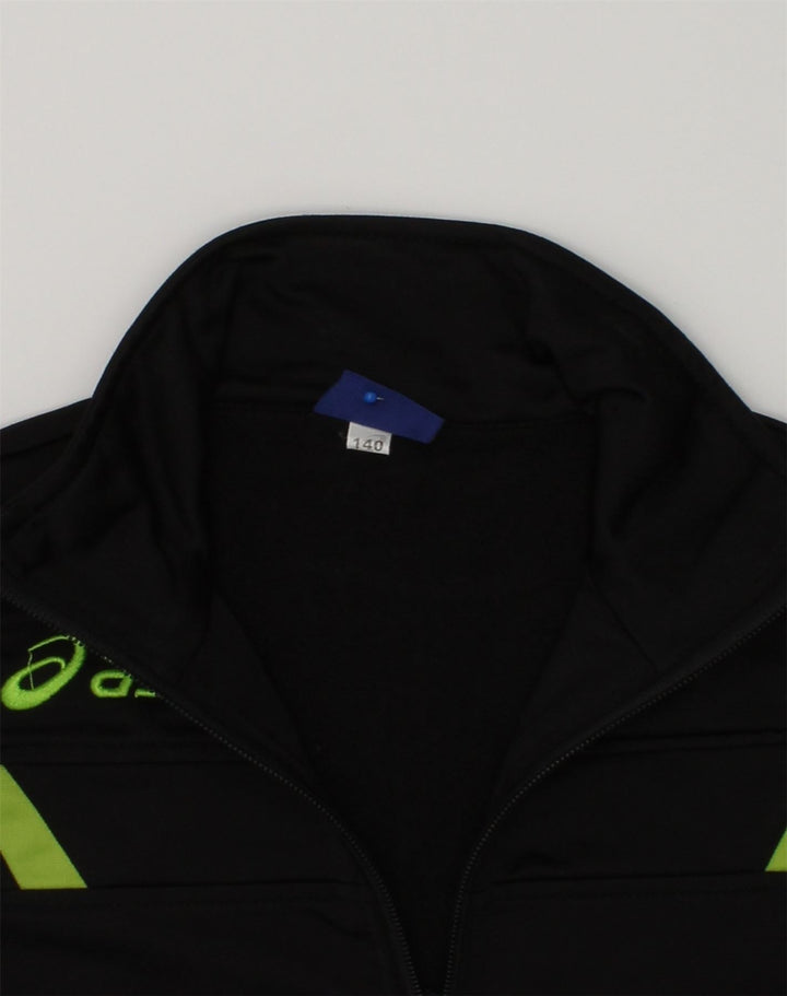 ASICS Boys Tracksuit Top Jacket 9-10 Years Black Polyester | Vintage Asics | Thrift | Second-Hand Asics | Used Clothing | Messina Hembry 