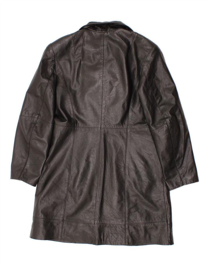 VINTAGE Womens Leather Coat IT 42 Medium Black Leather Vintage Vintage and Second-Hand Vintage from Messina Hembry 