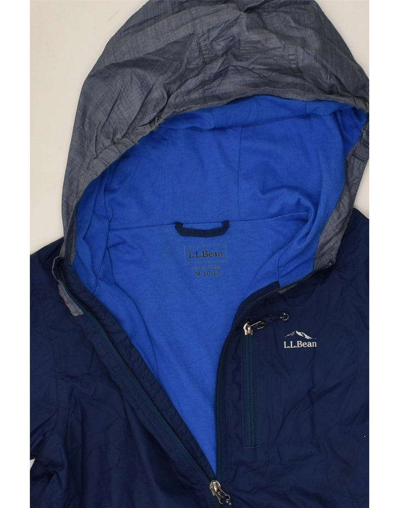 L.L.BEAN Girls Hooded Rain Jacket 10-11 Years Medium Navy Blue Colourblock | Vintage L.L.Bean | Thrift | Second-Hand L.L.Bean | Used Clothing | Messina Hembry 