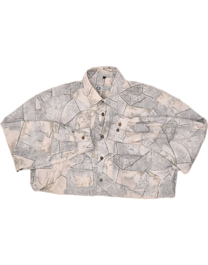 C & A Mens Abstract Pattern Shirt Size 41/42 Large Grey Polyester | Vintage C & A | Thrift | Second-Hand C & A | Used Clothing | Messina Hembry 