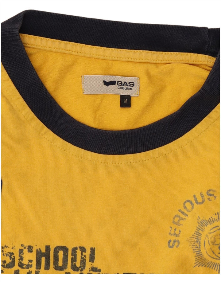 Gas Mens Graphic Top Long Sleeve Medium Yellow