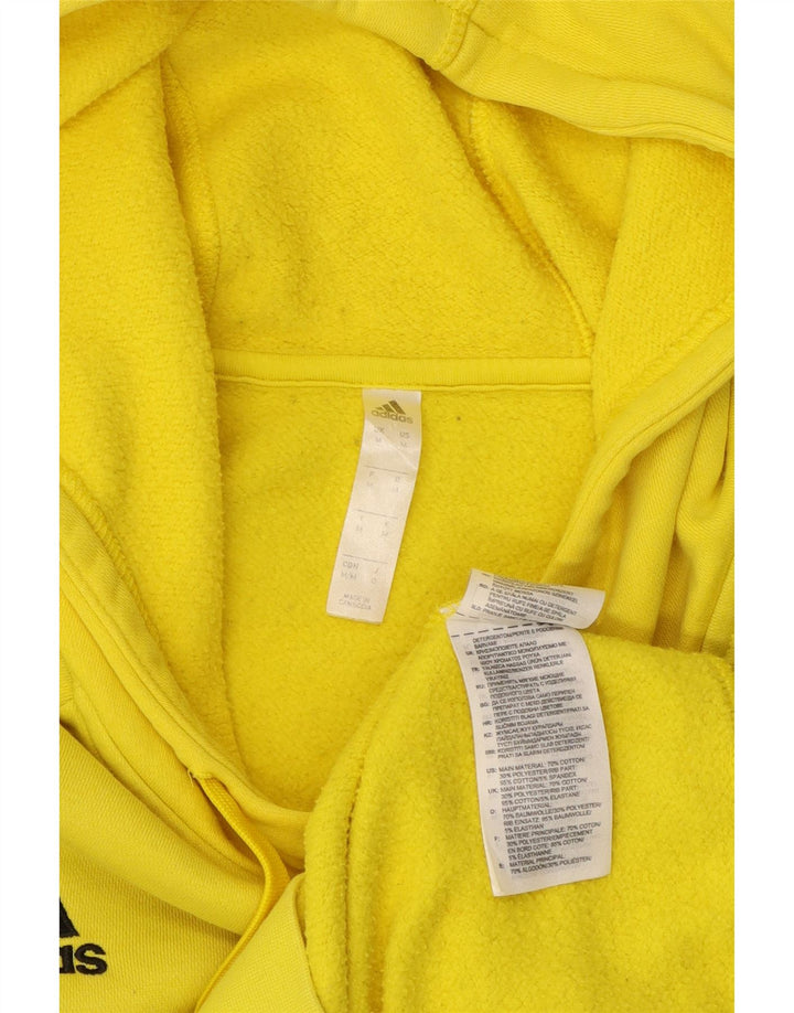 ADIDAS Mens Hoodie Jumper Medium Yellow Cotton