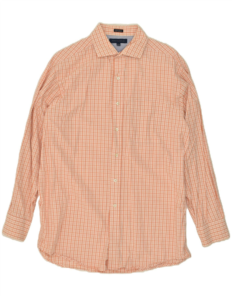 TOMMY HILFIGER Mens Regular Fit Shirt Size 15 1/2 Medium Orange Check | Vintage Tommy Hilfiger | Thrift | Second-Hand Tommy Hilfiger | Used Clothing | Messina Hembry 