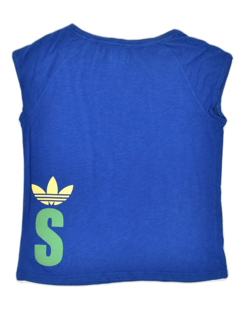 ADIDAS Womens Graphic T-Shirt Top UK 12 Medium  Blue Cotton | Vintage Adidas | Thrift | Second-Hand Adidas | Used Clothing | Messina Hembry 