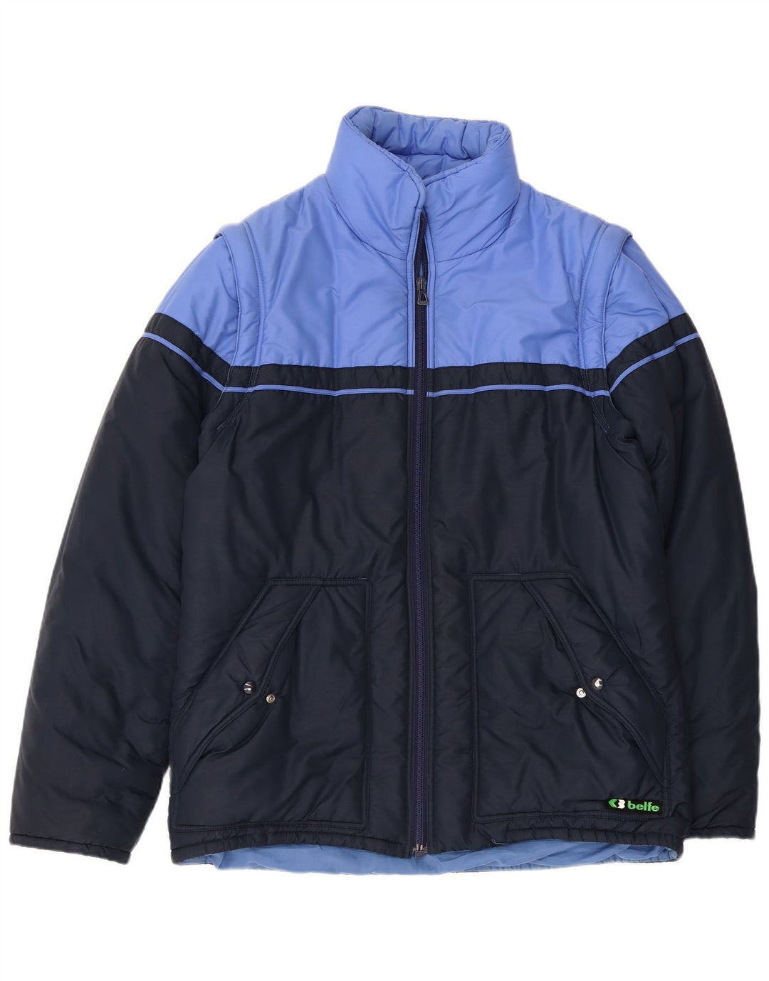 BELFE Mens Padded Jacket IT 52 XL Navy Blue Colourblock Polyamide