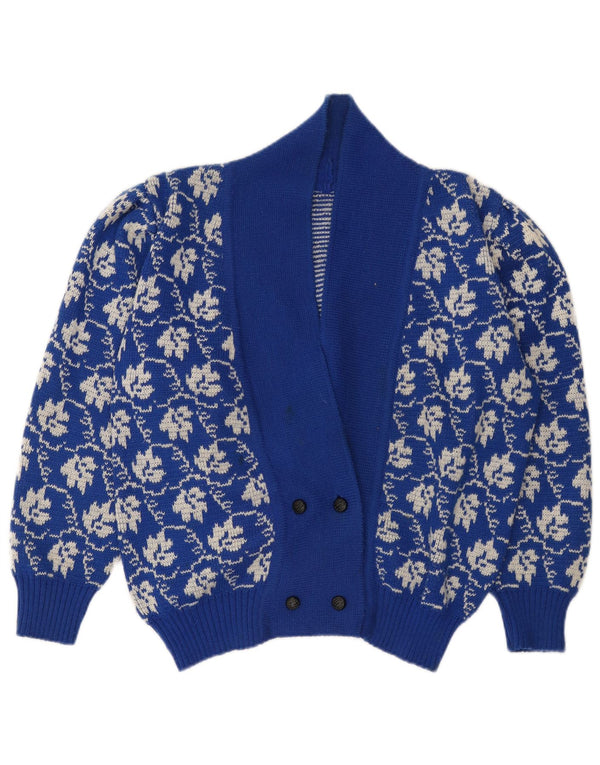 Vintage Womens Cardigan Sweater UK 18 XL Blue Floral