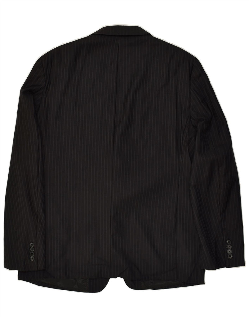 CALVIN KLEIN Mens 2 Button Blazer Jacket UK 44 2XL Black Striped Wool | Vintage Calvin Klein | Thrift | Second-Hand Calvin Klein | Used Clothing | Messina Hembry 