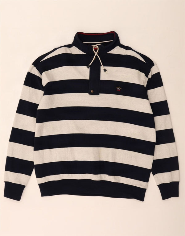 Paul & Shark Mens Yachting Zip Neck Jumper Sweater XL Navy Blue Striped