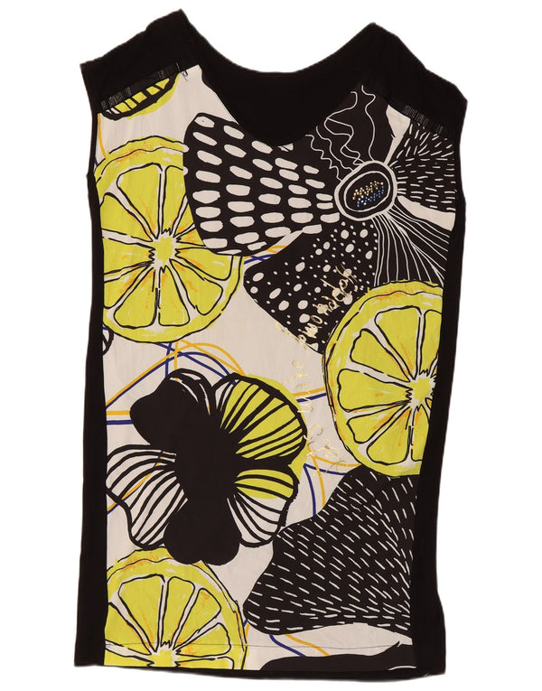 Desigual Womens Sleeveless Tunic Dress UK 16 Large Black Floral Modern