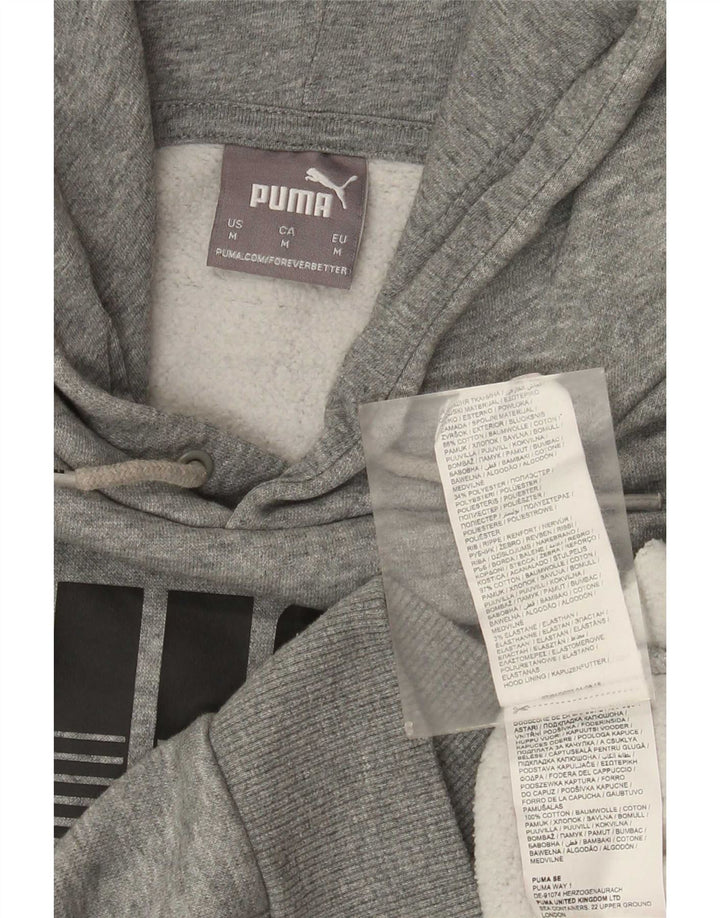 Puma Mens Graphic Hoodie Jumper Medium Grey Cotton
