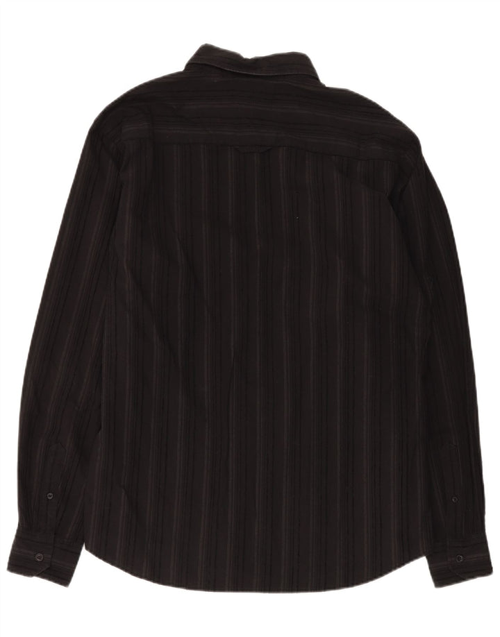 Wrangler Mens Shirt Large Black Striped Cotton
