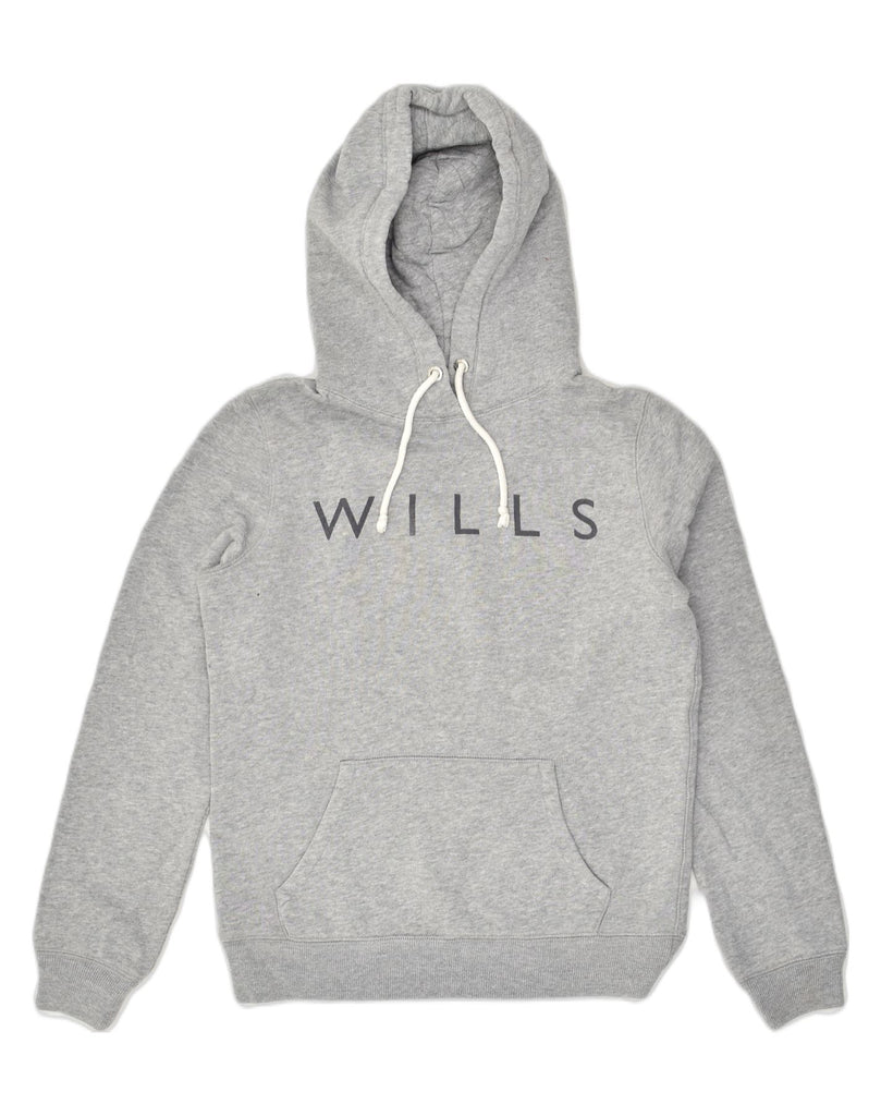 JACK WILLS Womens Graphic Hoodie Jumper UK 8 Small Grey Cotton | Vintage Jack Wills | Thrift | Second-Hand Jack Wills | Used Clothing | Messina Hembry 