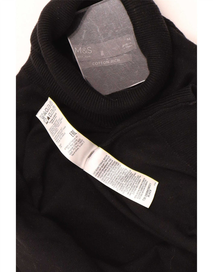 Marks & Spencer Mens Roll Neck Jumper Sweater Medium Black Cotton
