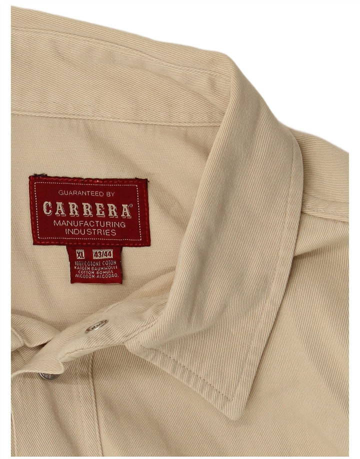 Carrera Mens Shirt Size 43/44 XL Beige Cotton