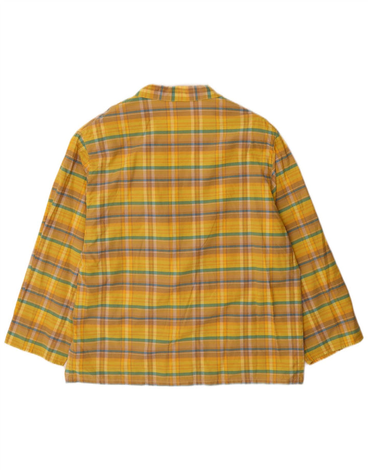 Vintage Womens 2 Button Oversized Blazer Jacket UK 14 Medium Yellow Check