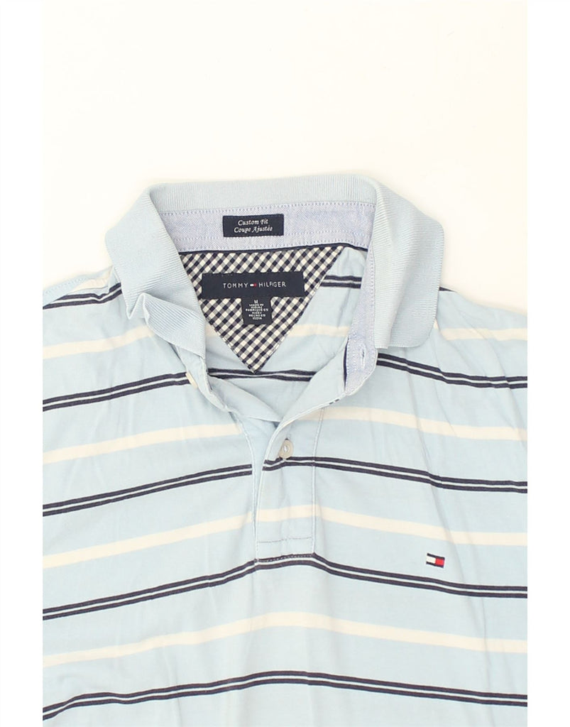 TOMMY HILFIGER Mens Polo Shirt Medium Blue Striped Cotton | Vintage Tommy Hilfiger | Thrift | Second-Hand Tommy Hilfiger | Used Clothing | Messina Hembry 